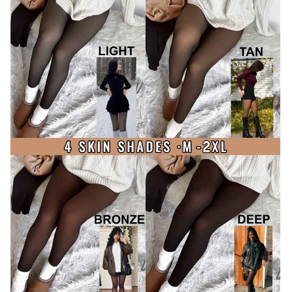 VIRAL TIKTOK FLESH TIGHTS STOCKINGS FLEECE LINED M Deep brown